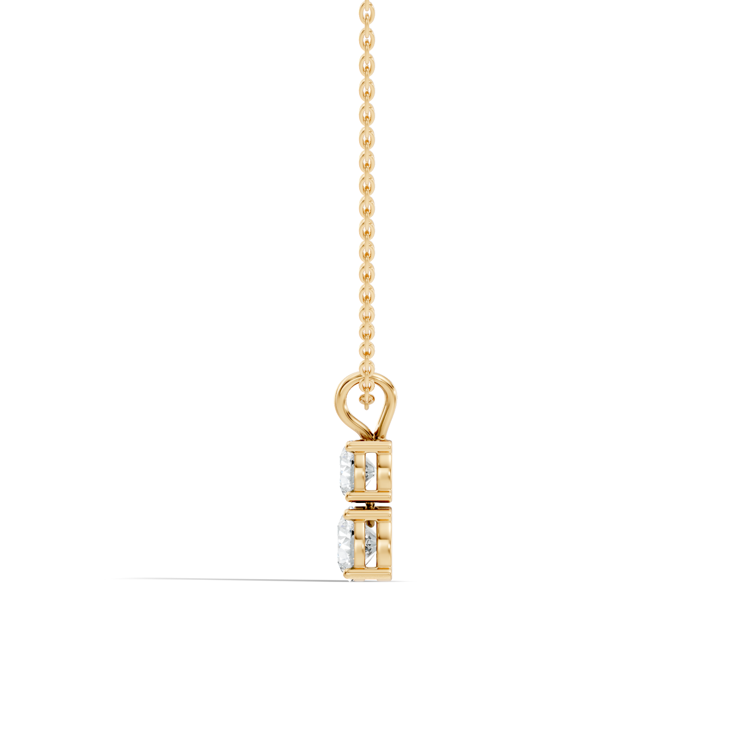 Two-Stone Round Diamond Vertical Drop Pendant