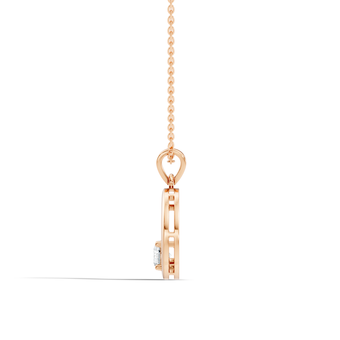 43 Pointer Round Solitaire Crescent Moon Diamond Pendant