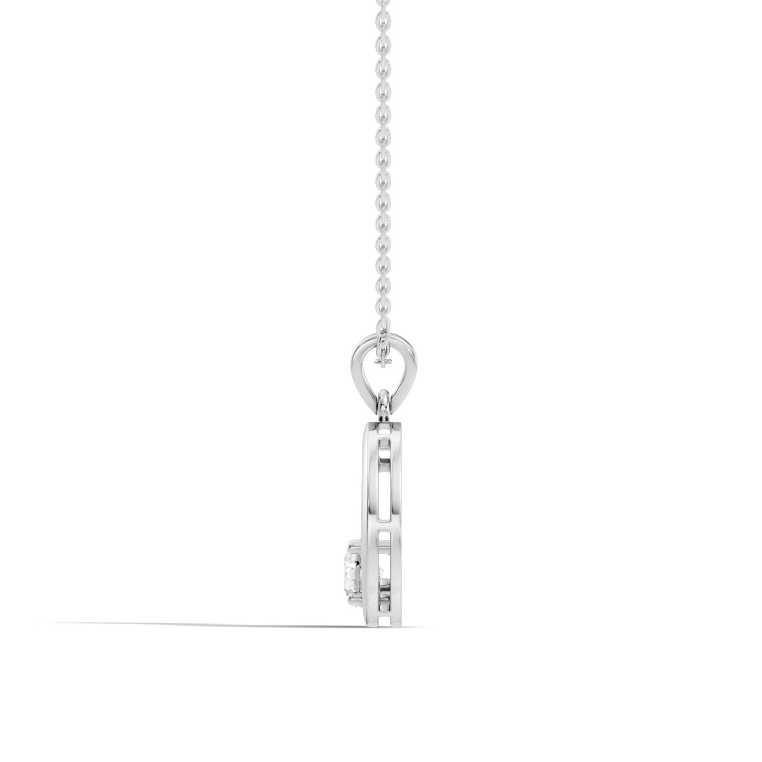 43 Pointer Round Solitaire Crescent Moon Diamond Pendant