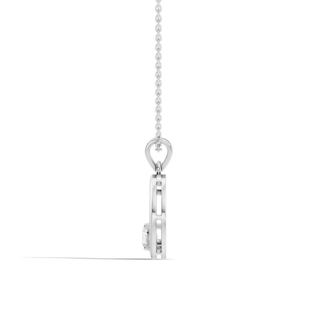 43 Pointer Round Solitaire Crescent Moon Diamond Pendant