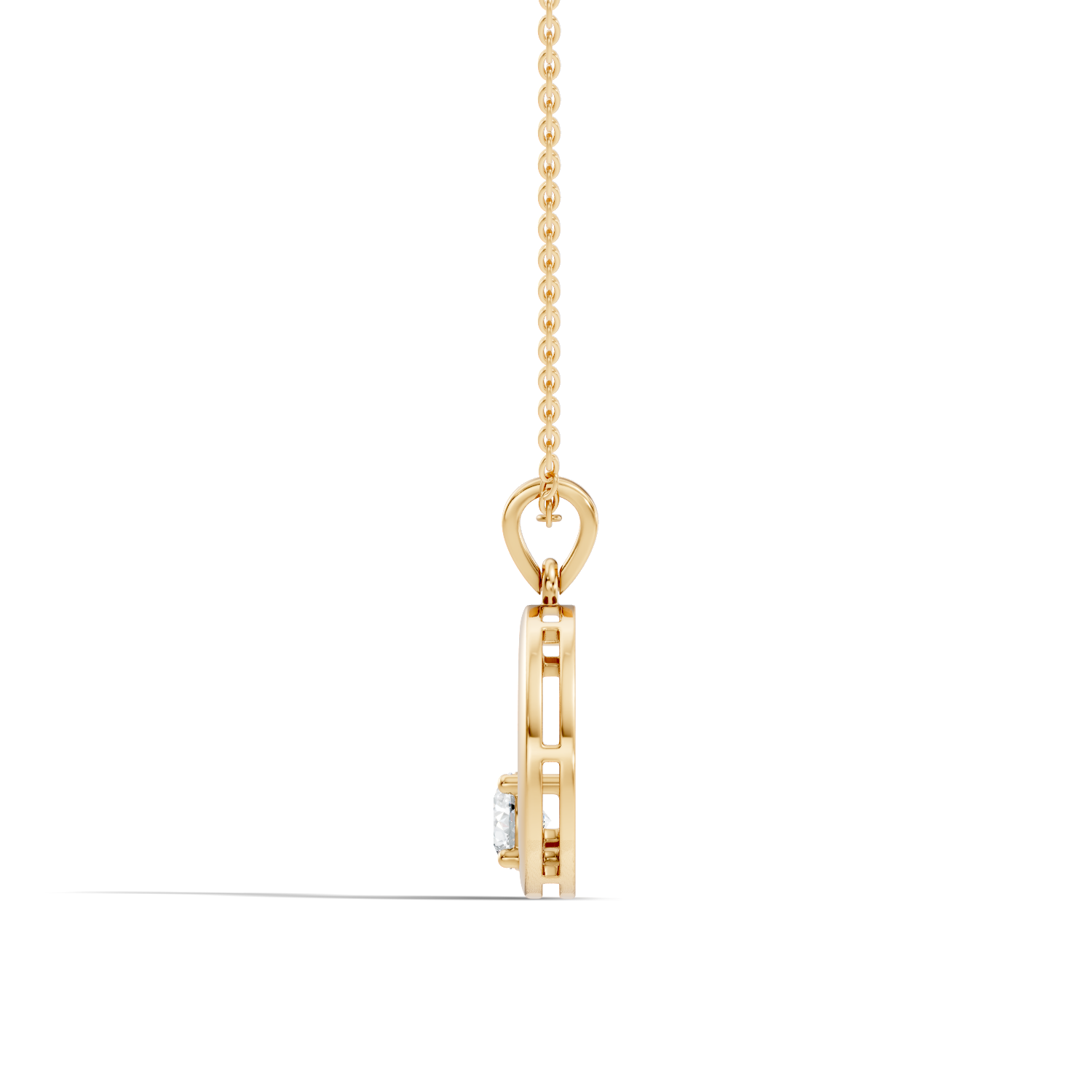 43 Pointer Round Solitaire Crescent Moon Diamond Pendant