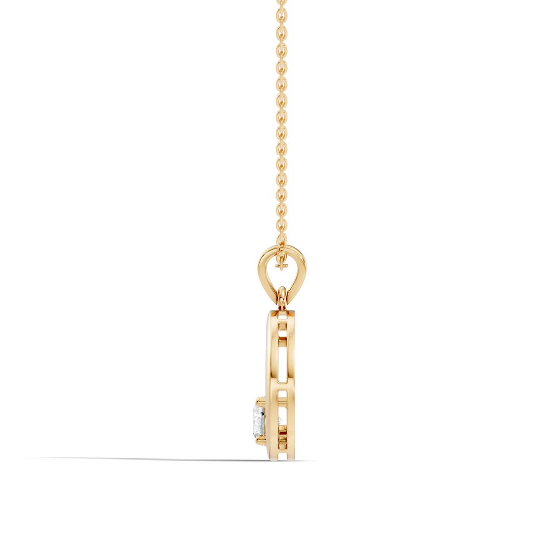 43 Pointer Round Solitaire Crescent Moon Diamond Pendant