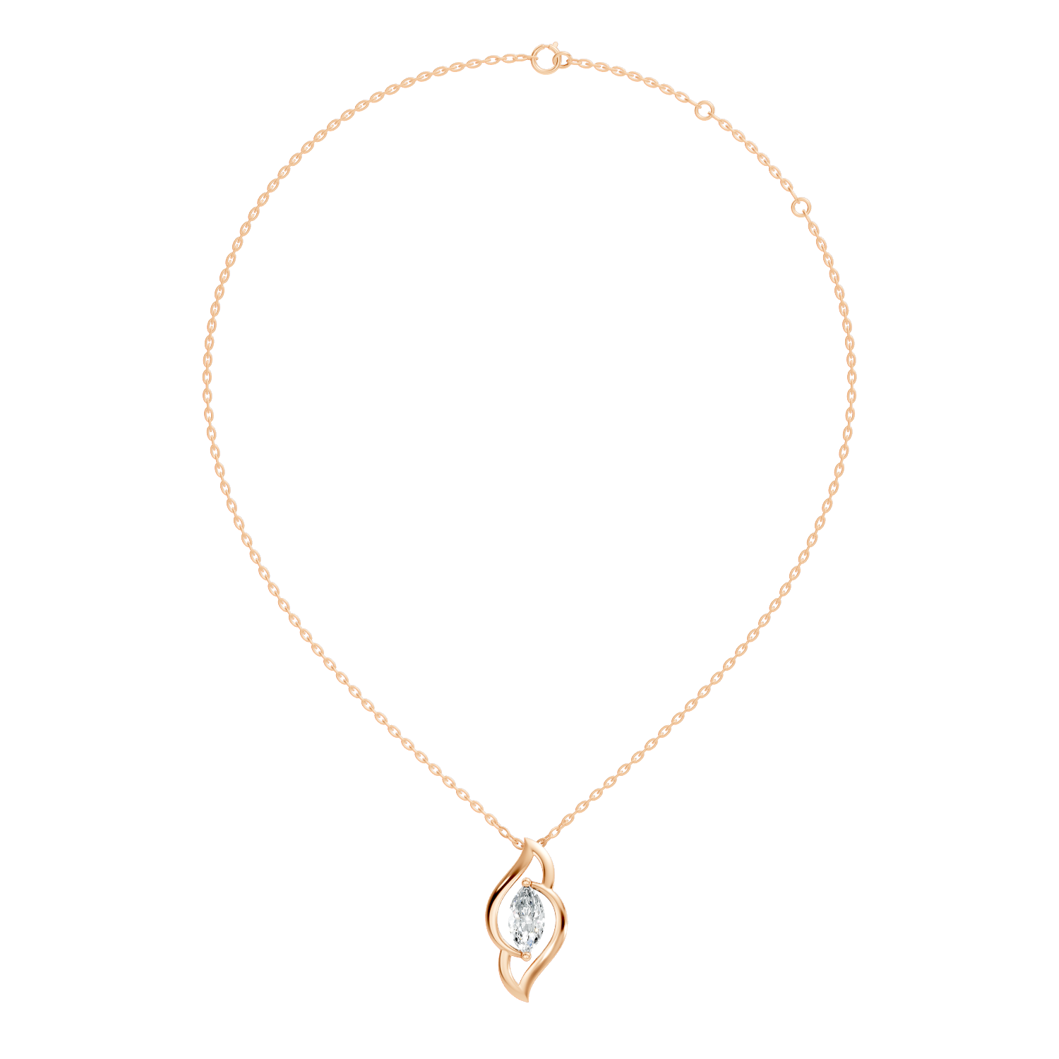 44 Pointer Swirl Frame Marquise Cut Solitaire Diamond Pendant