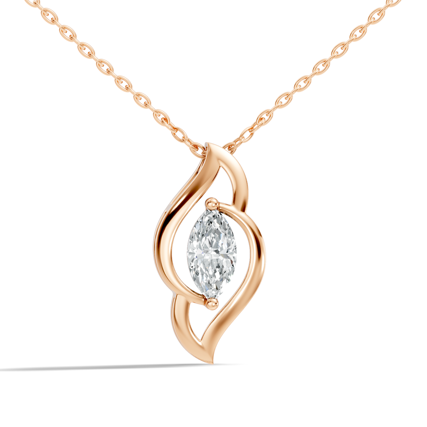 44 Pointer Swirl Frame Marquise Cut Solitaire Diamond Pendant