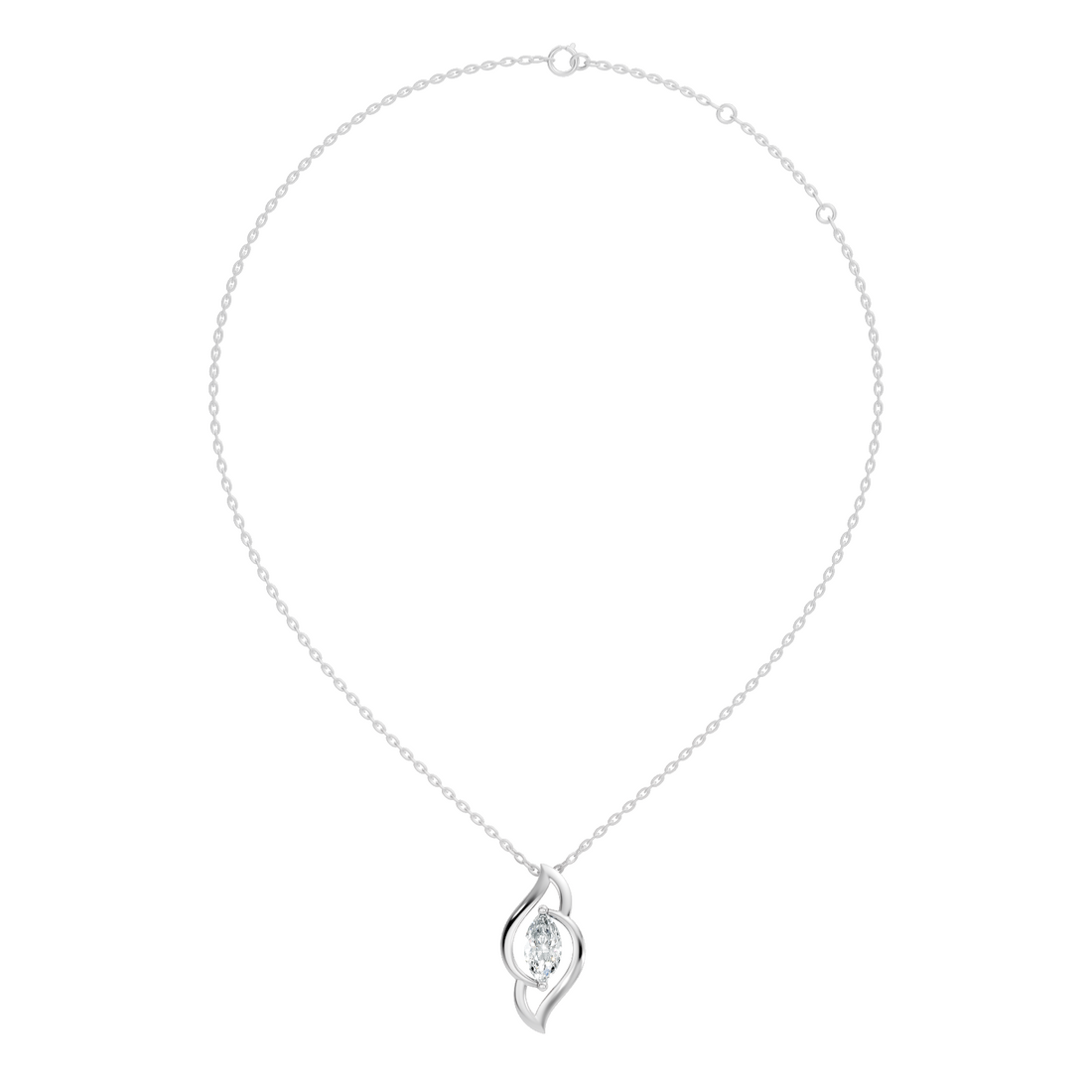 44 Pointer Swirl Frame Marquise Cut Solitaire Diamond Pendant