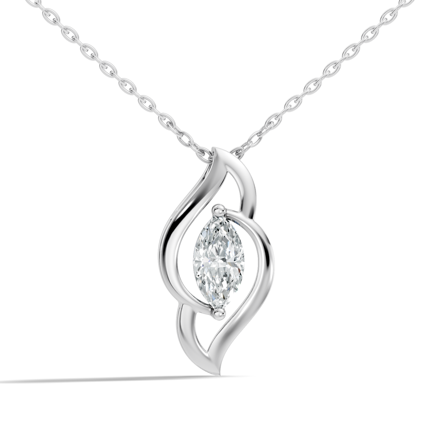 44 Pointer Swirl Frame Marquise Cut Solitaire Diamond Pendant