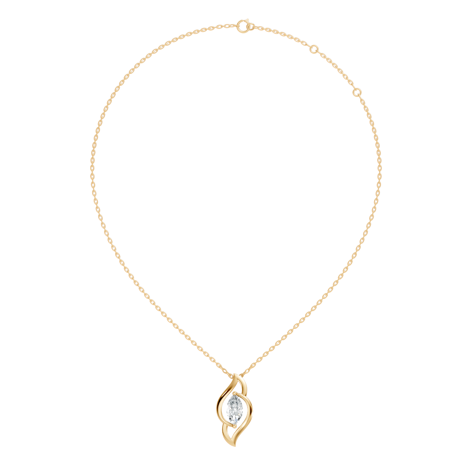 44 Pointer Swirl Frame Marquise Cut Solitaire Diamond Pendant