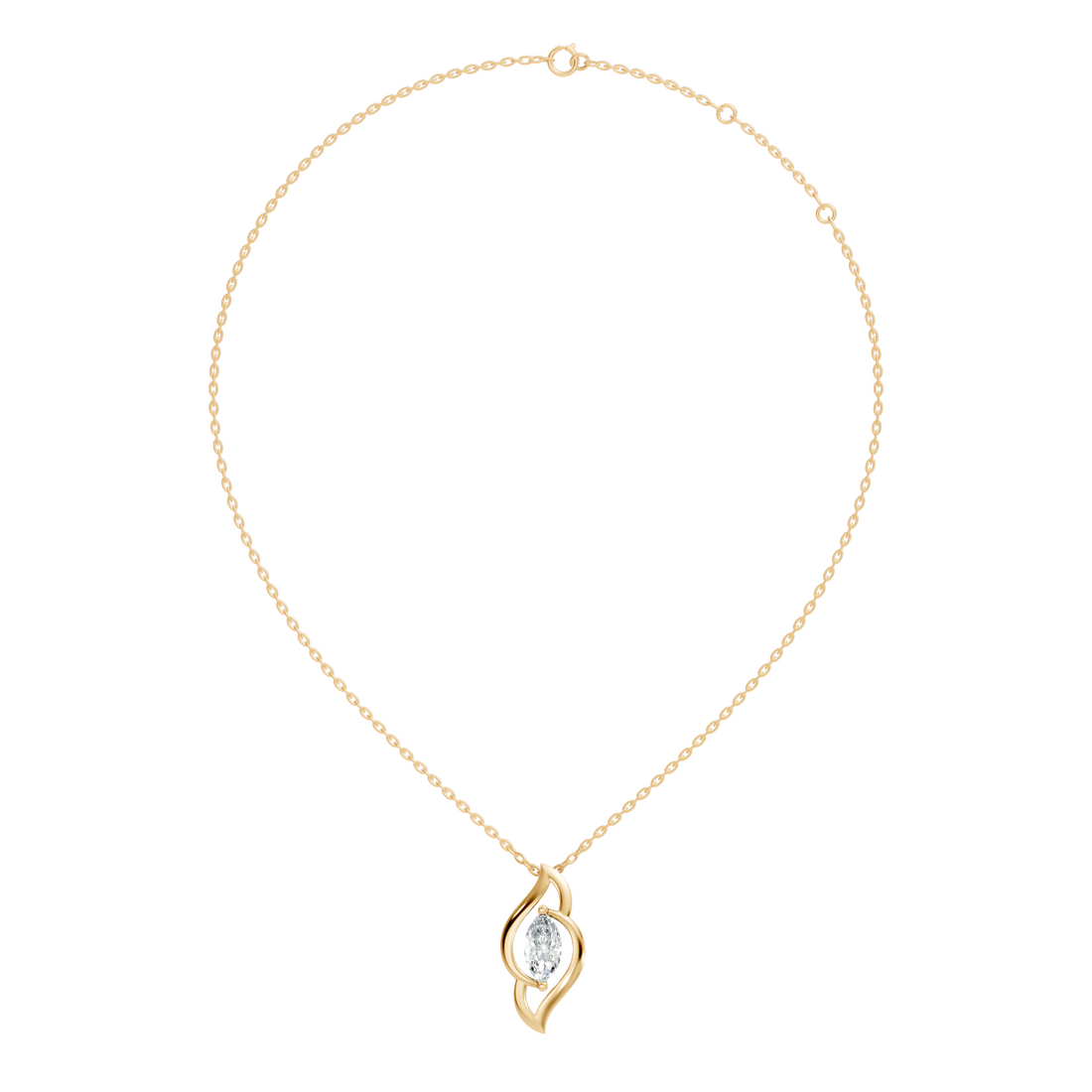 44 Pointer Swirl Frame Marquise Cut Solitaire Diamond Pendant