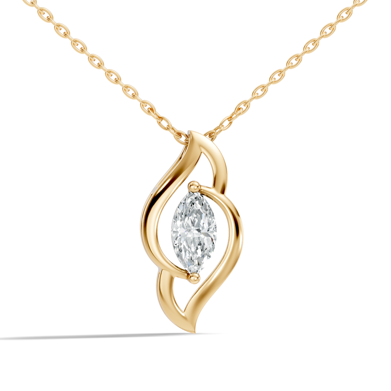 44 Pointer Swirl Frame Marquise Cut Solitaire Diamond Pendant