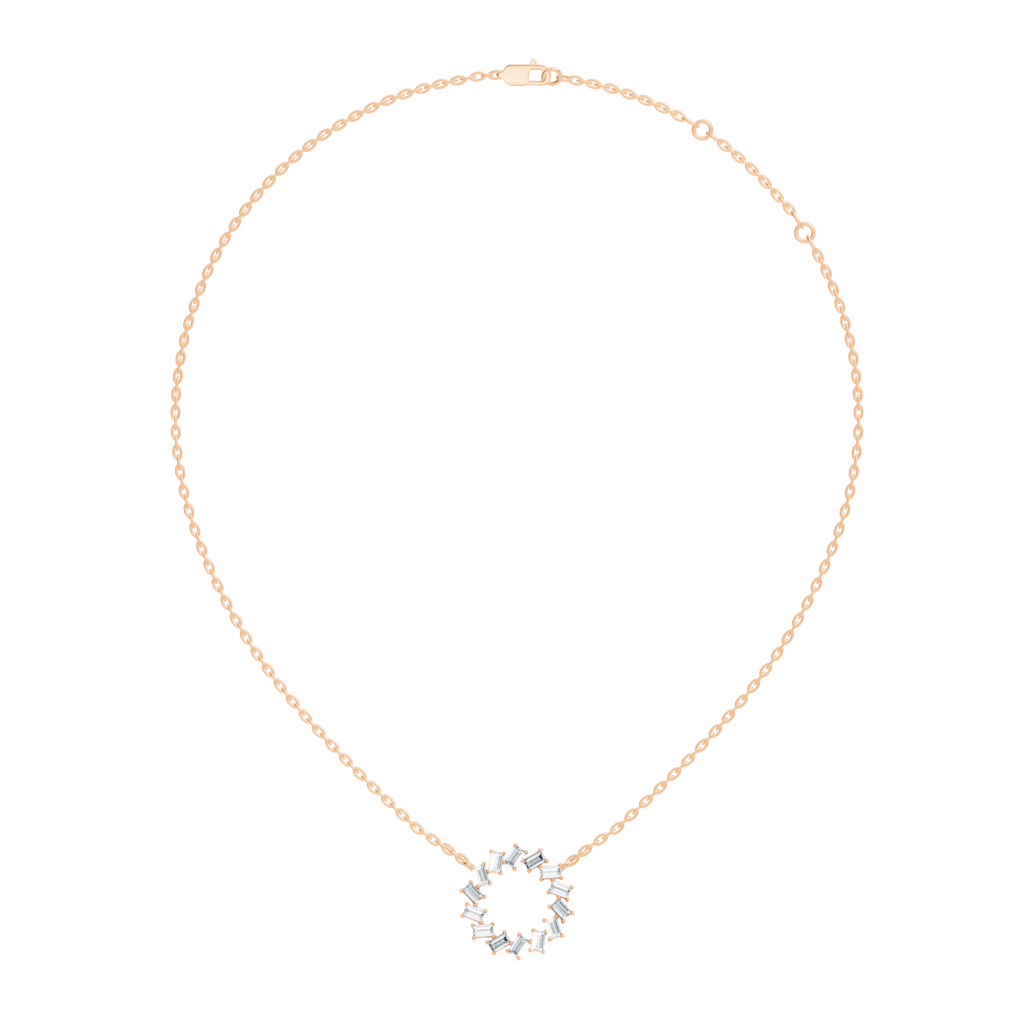 Straight Baguette Diamond Circular Wreath Pendant