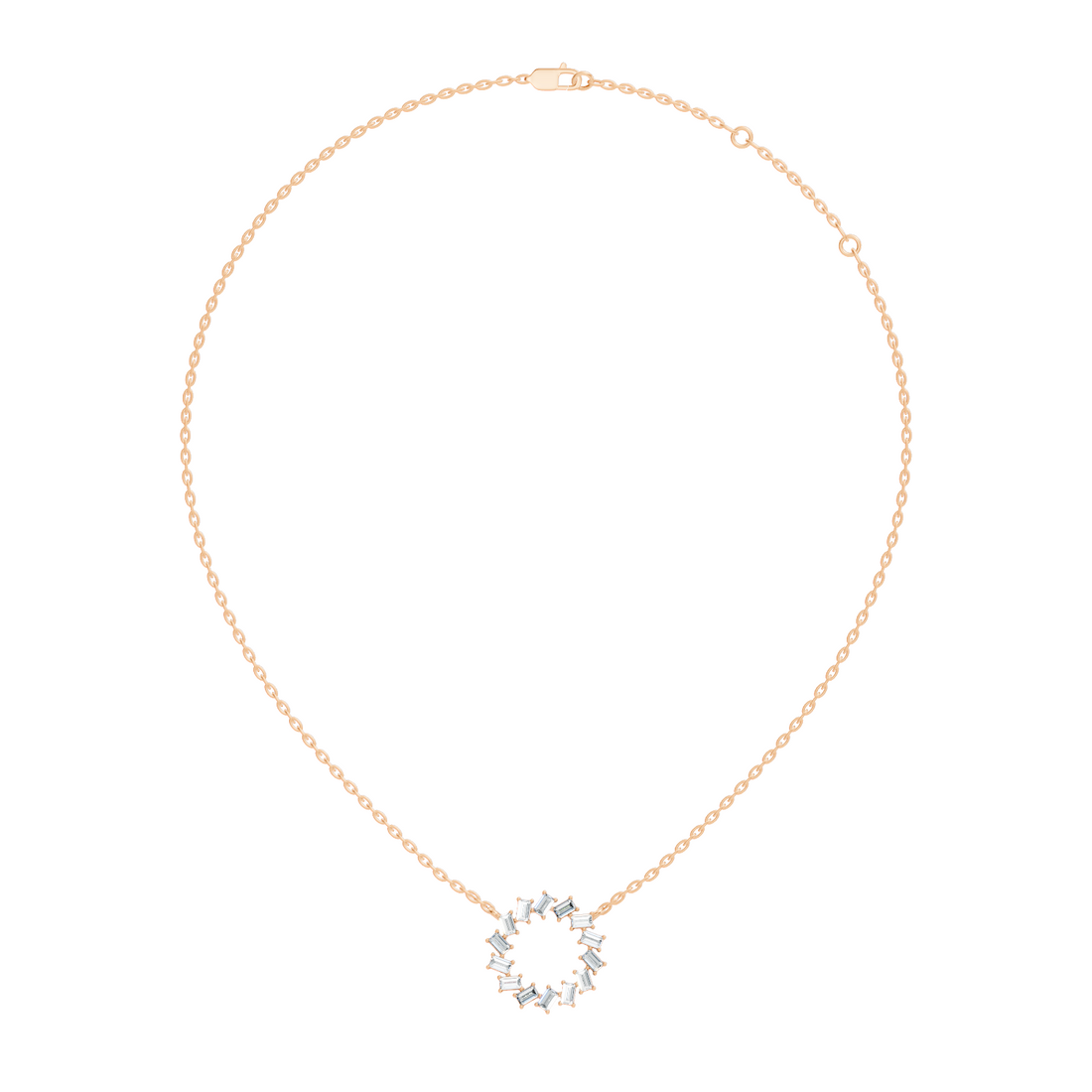 Straight Baguette Diamond Circular Wreath Pendant