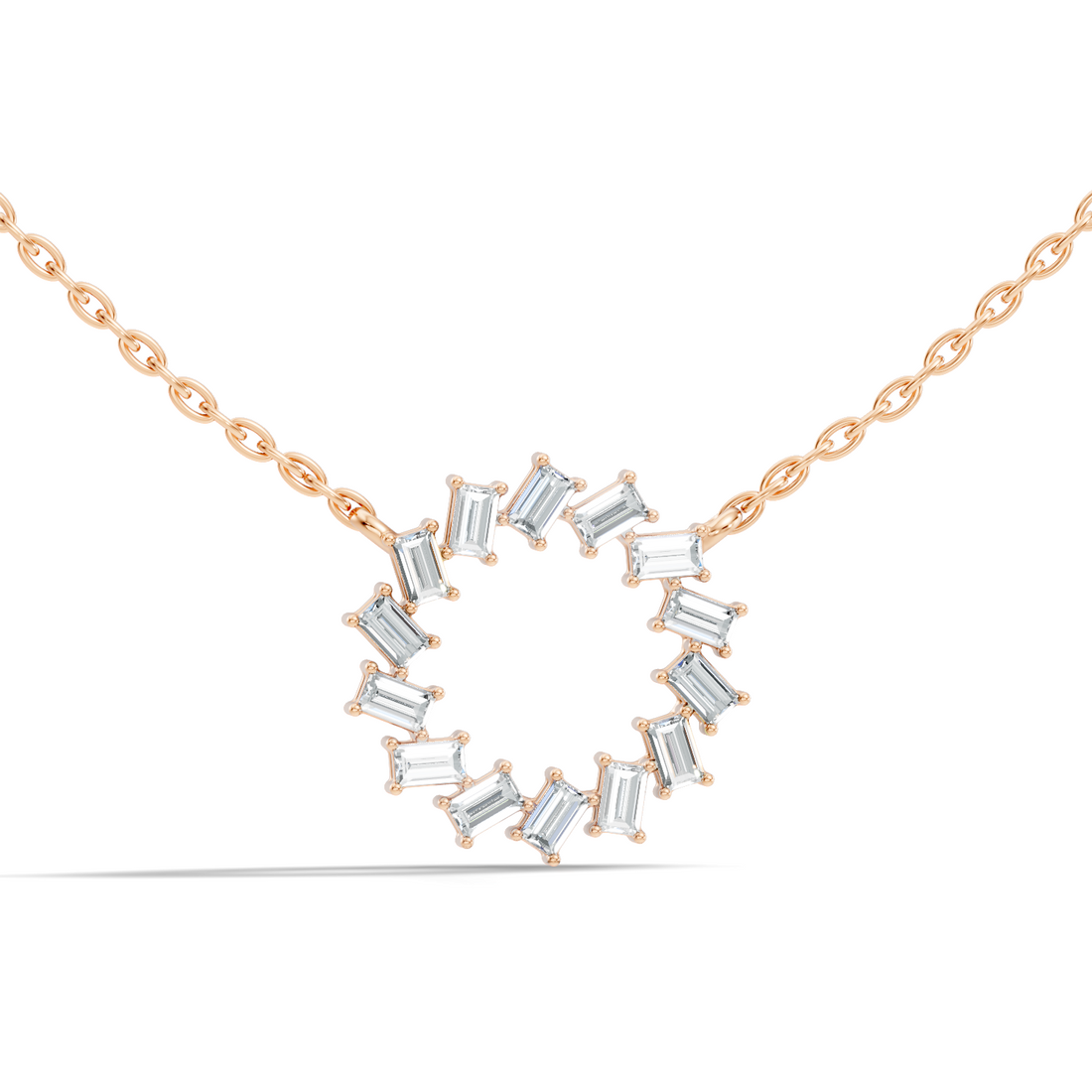 Straight Baguette Diamond Circular Wreath Pendant