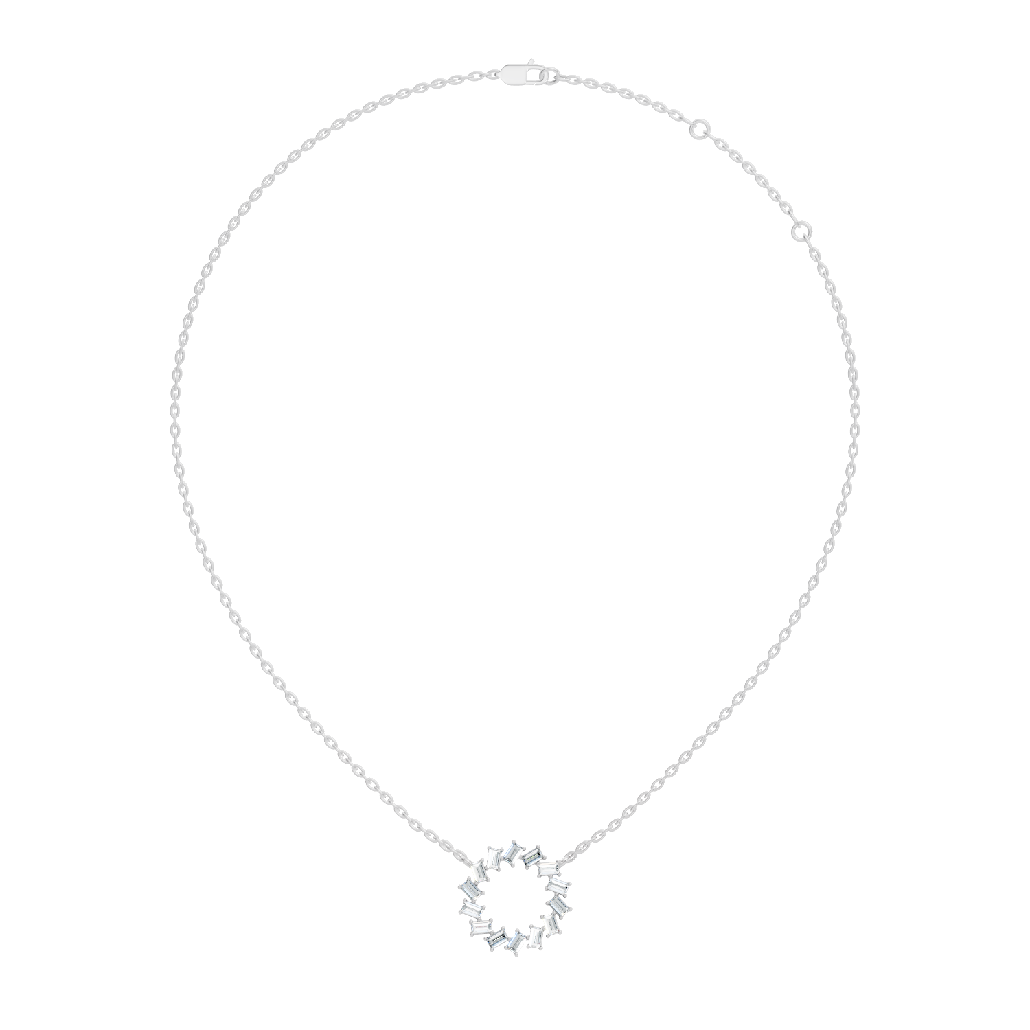 Straight Baguette Diamond Circular Wreath Pendant