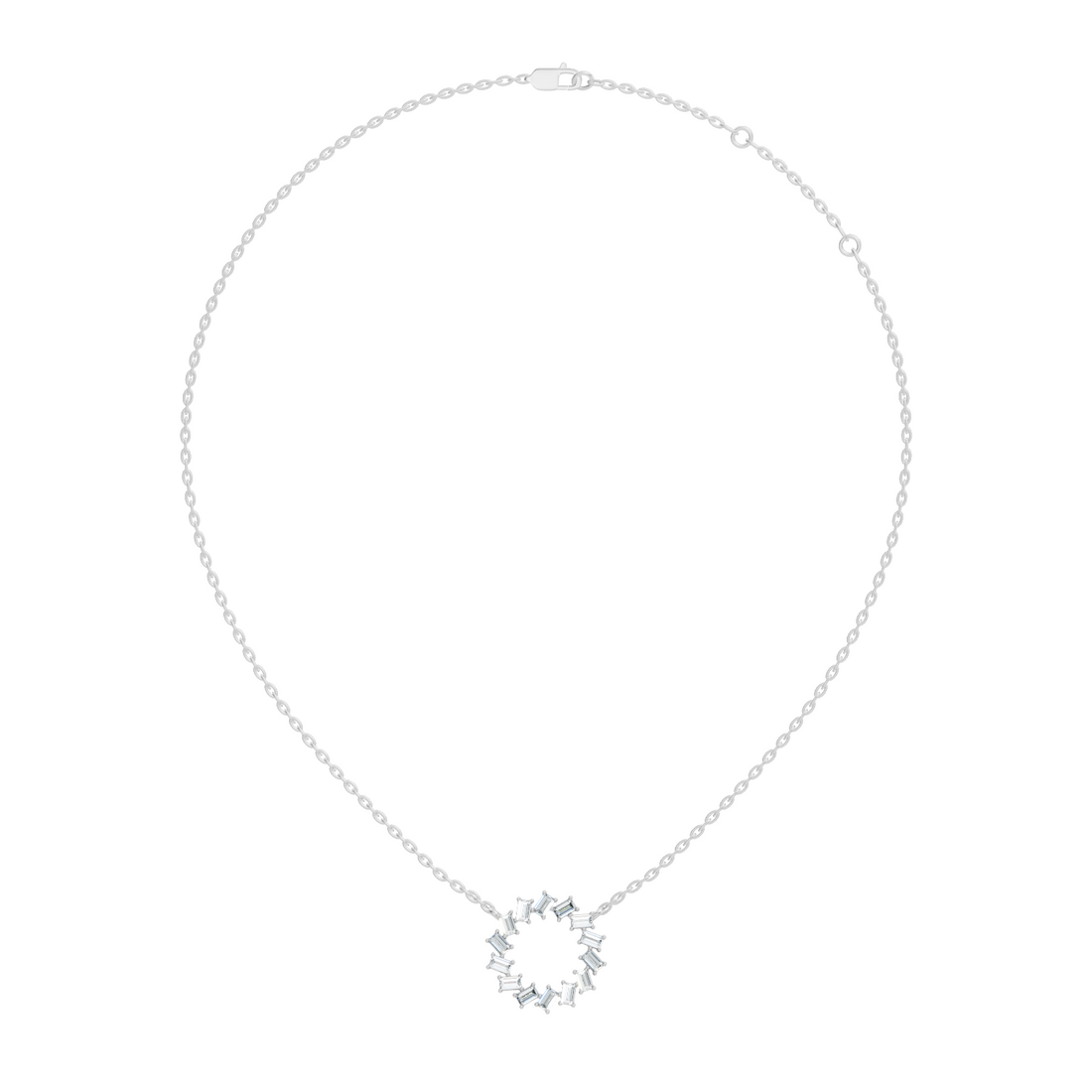 Straight Baguette Diamond Circular Wreath Pendant
