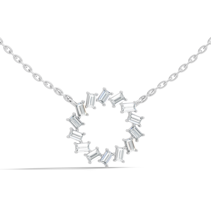 Straight Baguette Diamond Circular Wreath Pendant