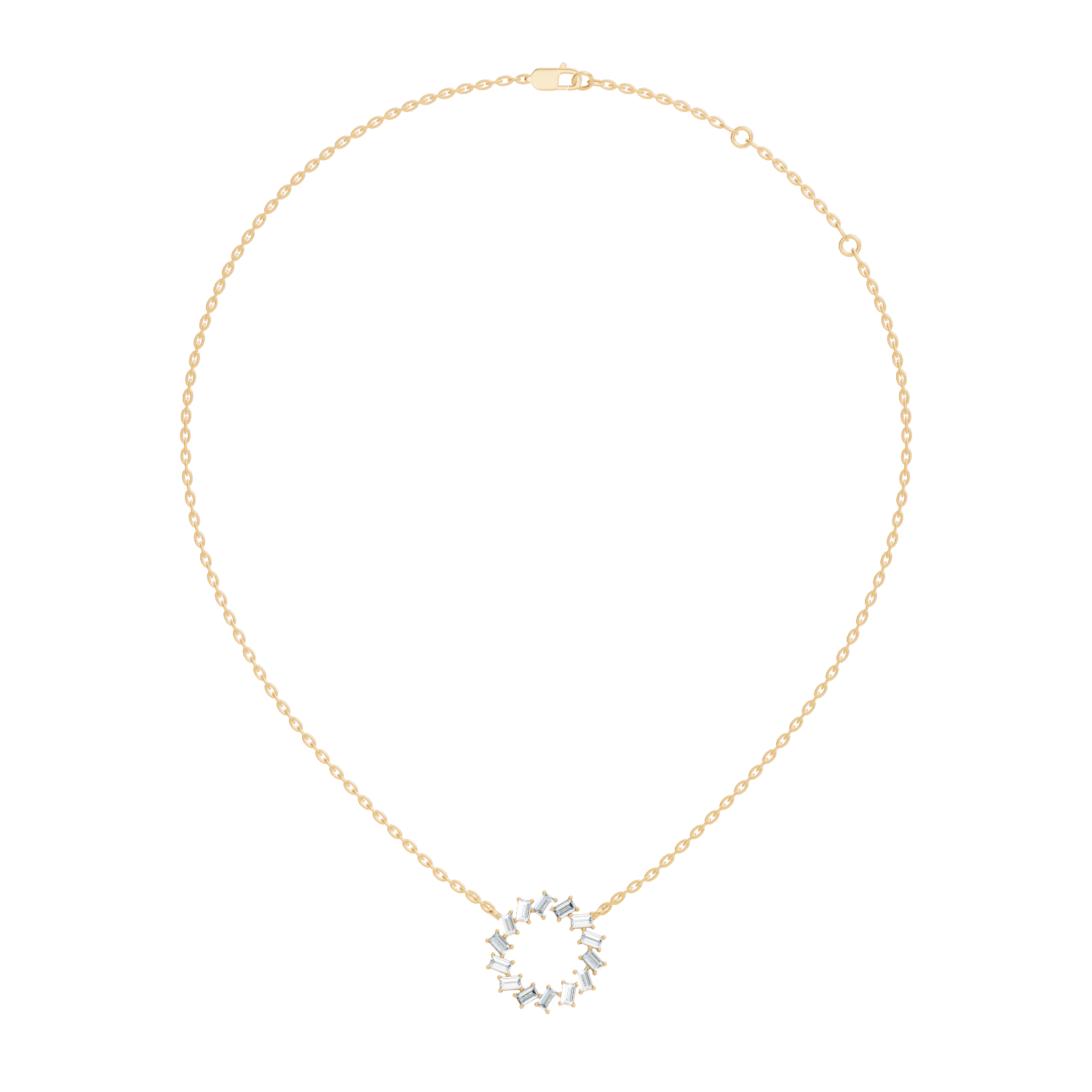 Straight Baguette Diamond Circular Wreath Pendant