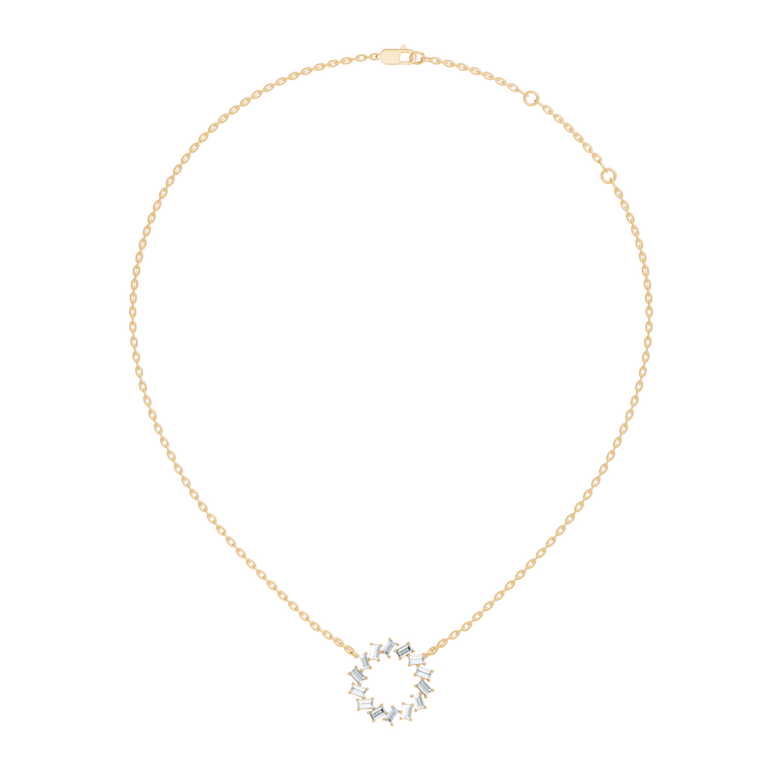 Straight Baguette Diamond Circular Wreath Pendant