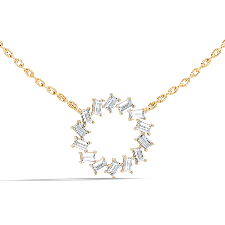 Straight Baguette Diamond Circular Wreath Pendant