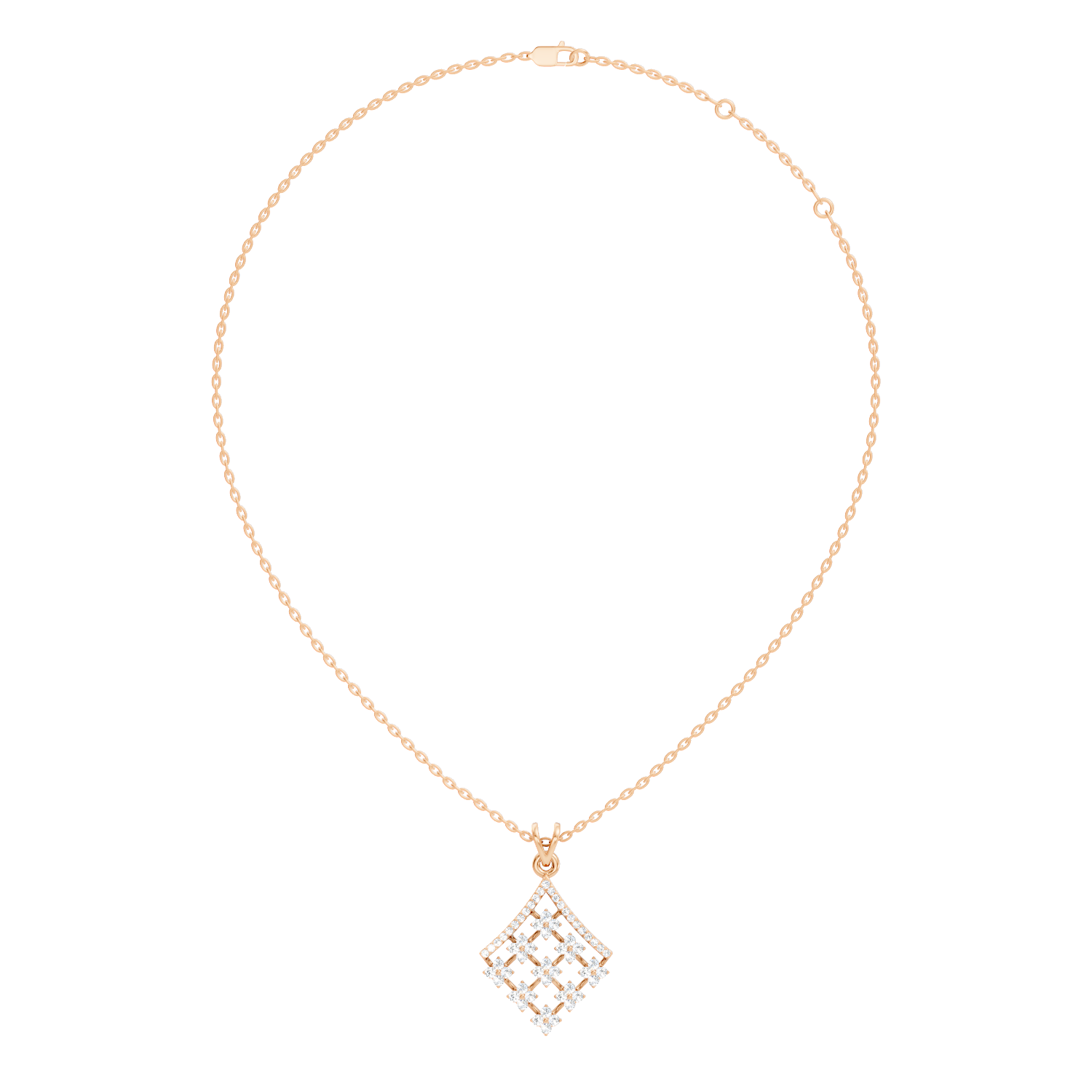 Diamond Geometric Rhombus Floral Lattice Pendant