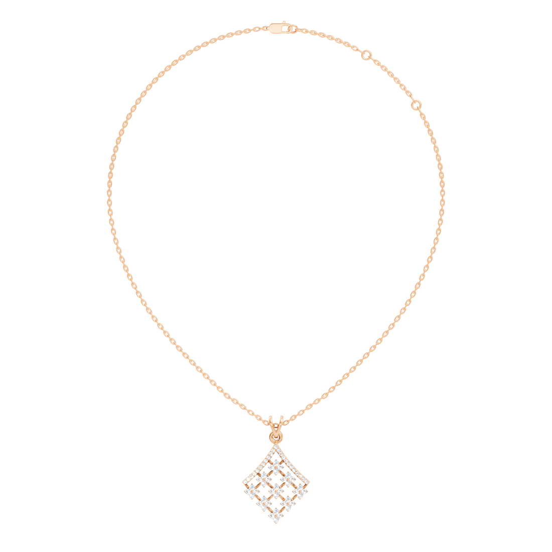 Diamond Geometric Rhombus Floral Lattice Pendant