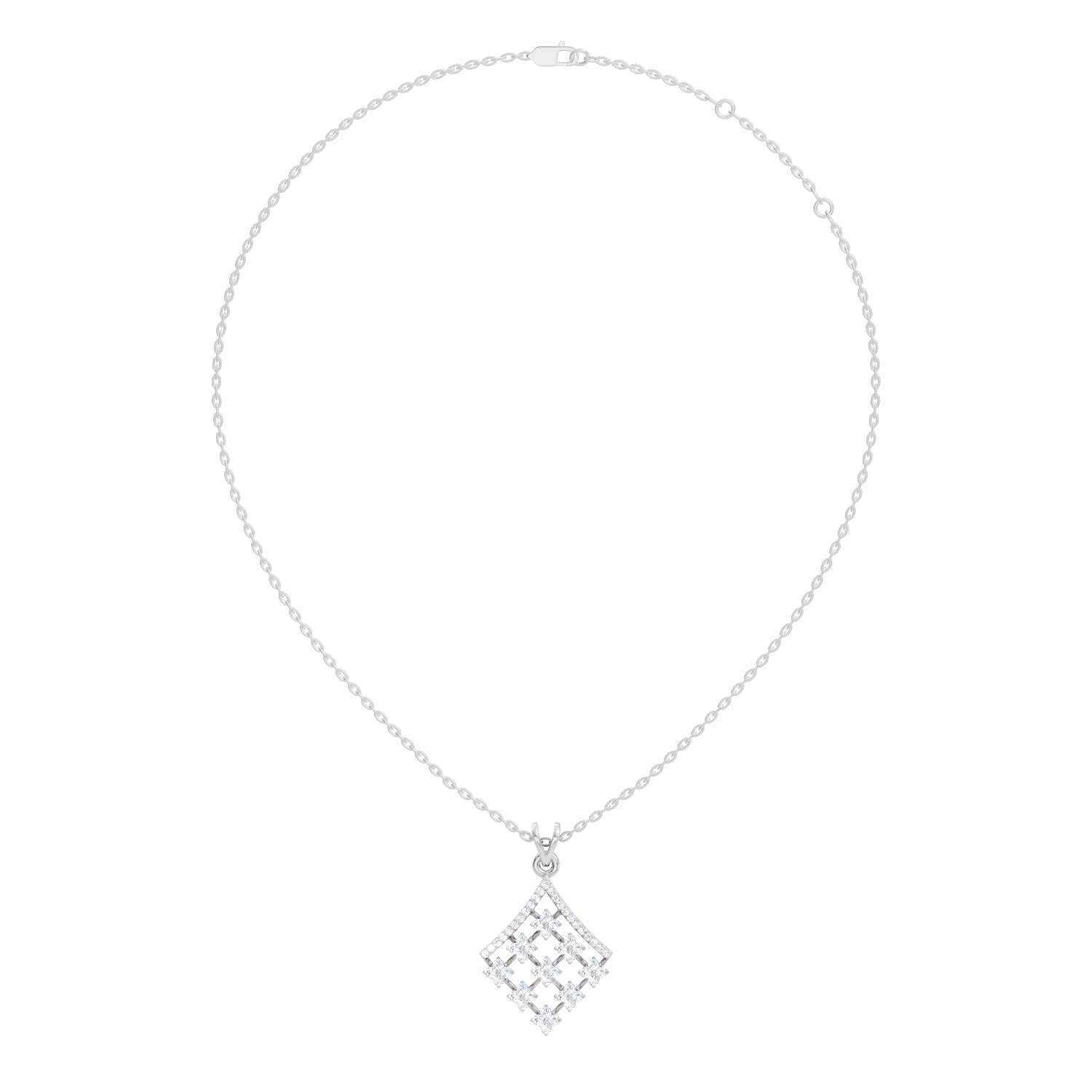 Diamond Geometric Rhombus Floral Lattice Pendant