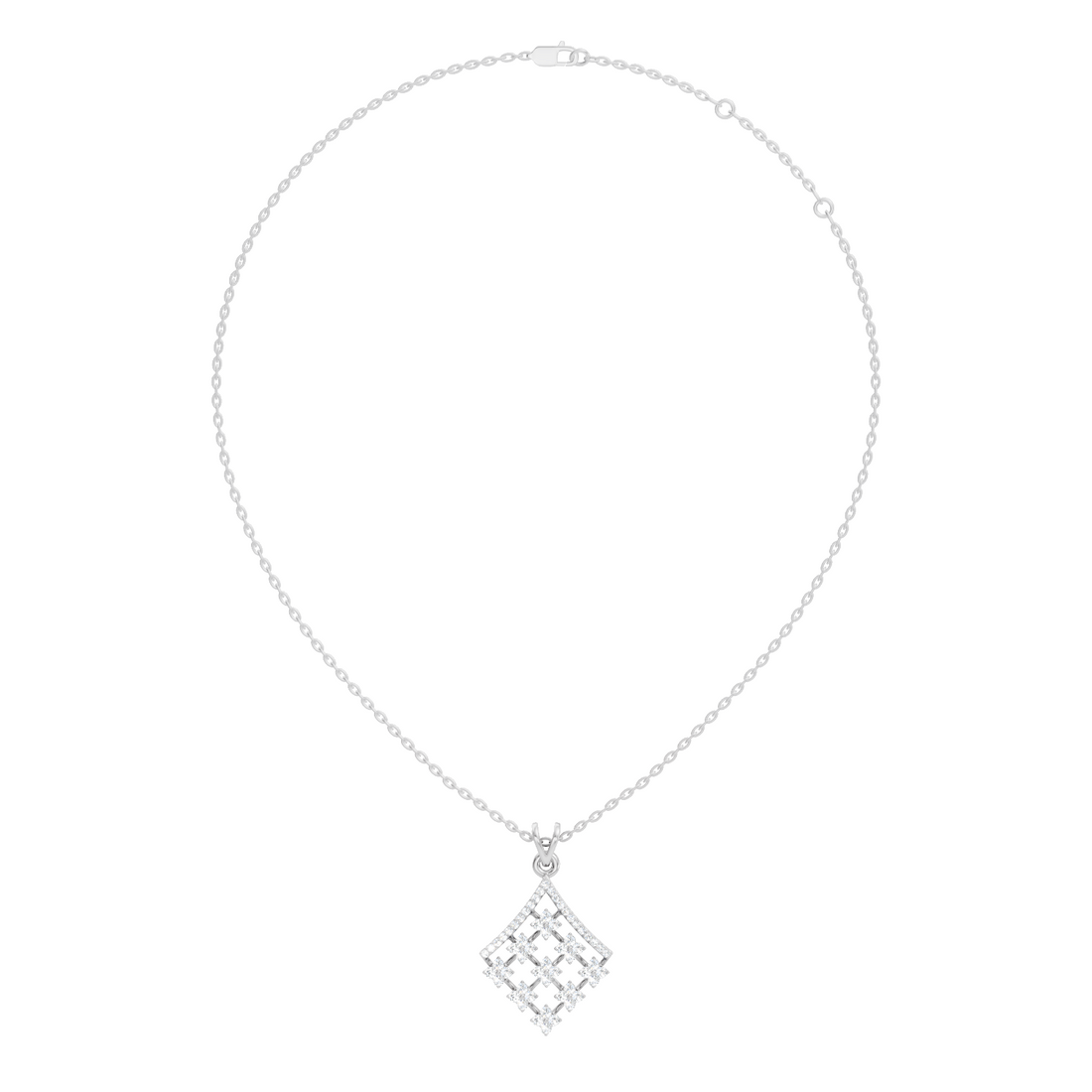 Diamond Geometric Rhombus Floral Lattice Pendant
