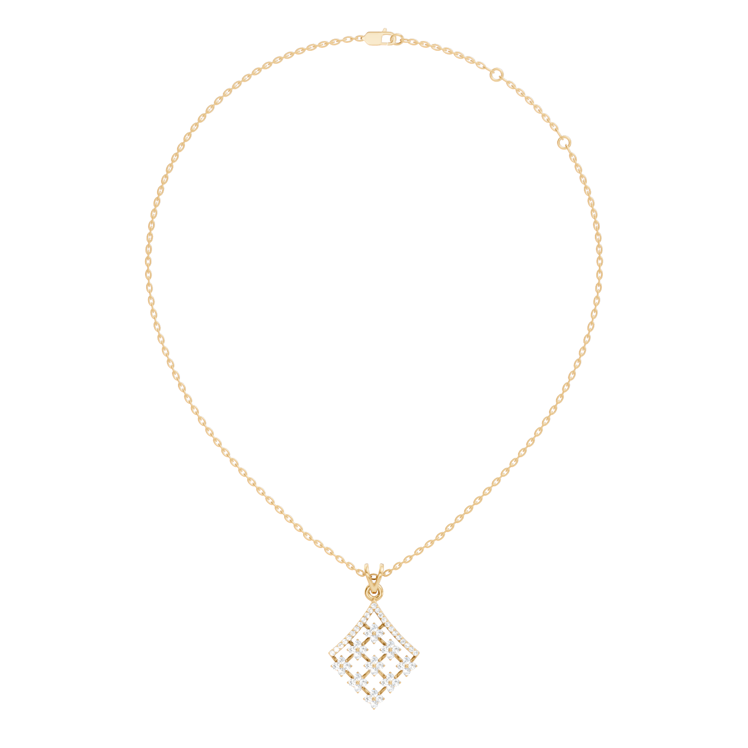 Diamond Geometric Rhombus Floral Lattice Pendant