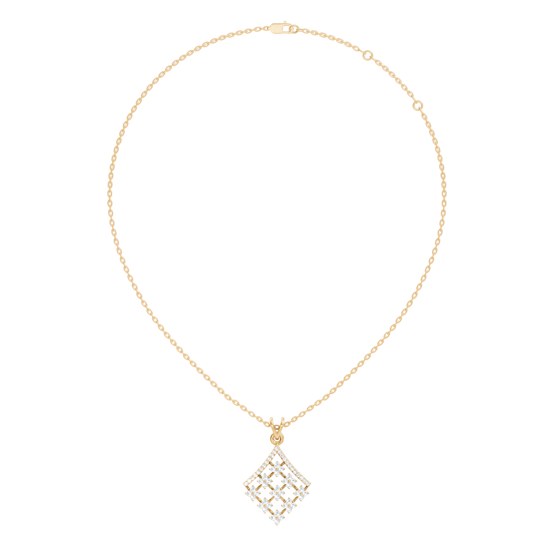Diamond Geometric Rhombus Floral Lattice Pendant