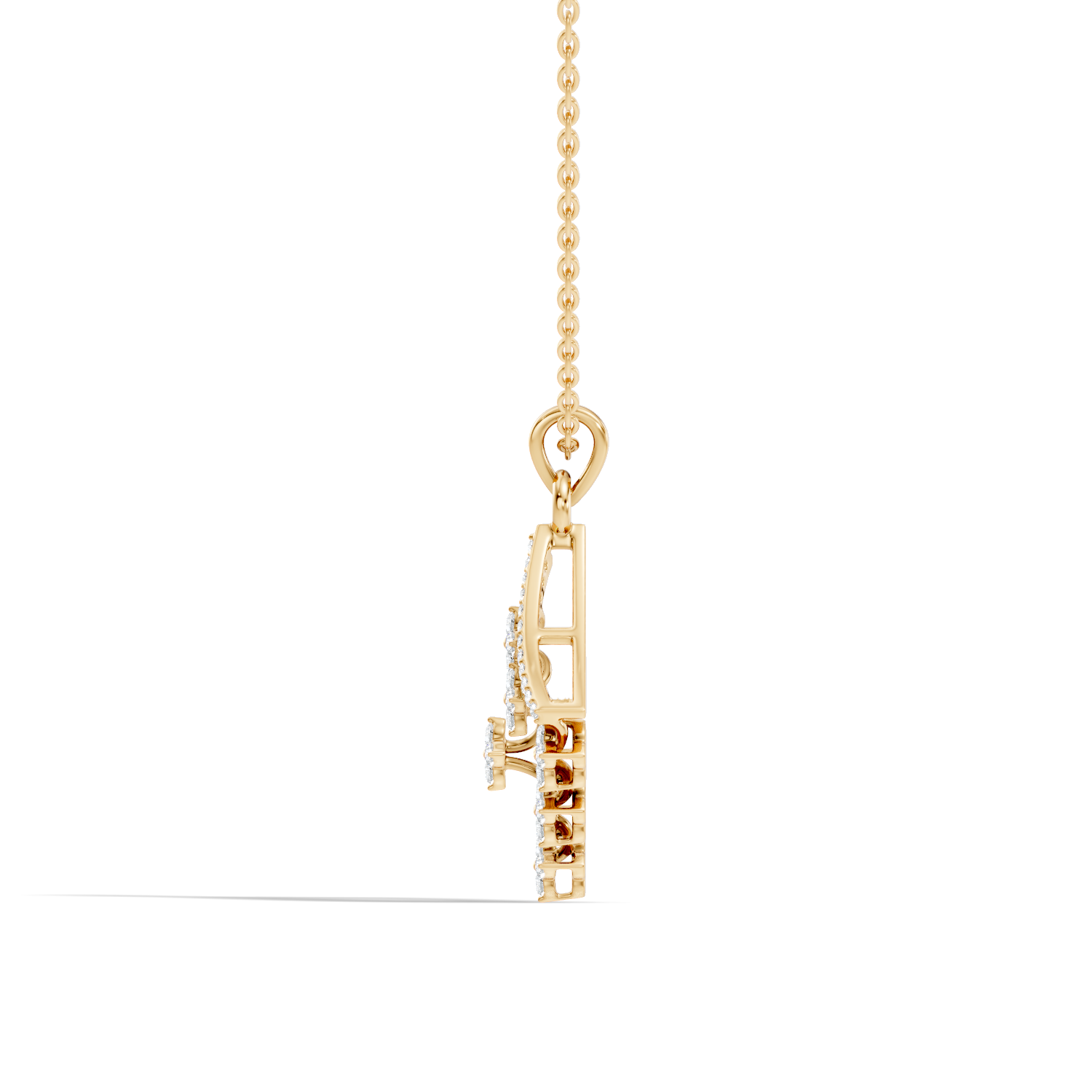 Diamond Geometric Rhombus Floral Lattice Pendant