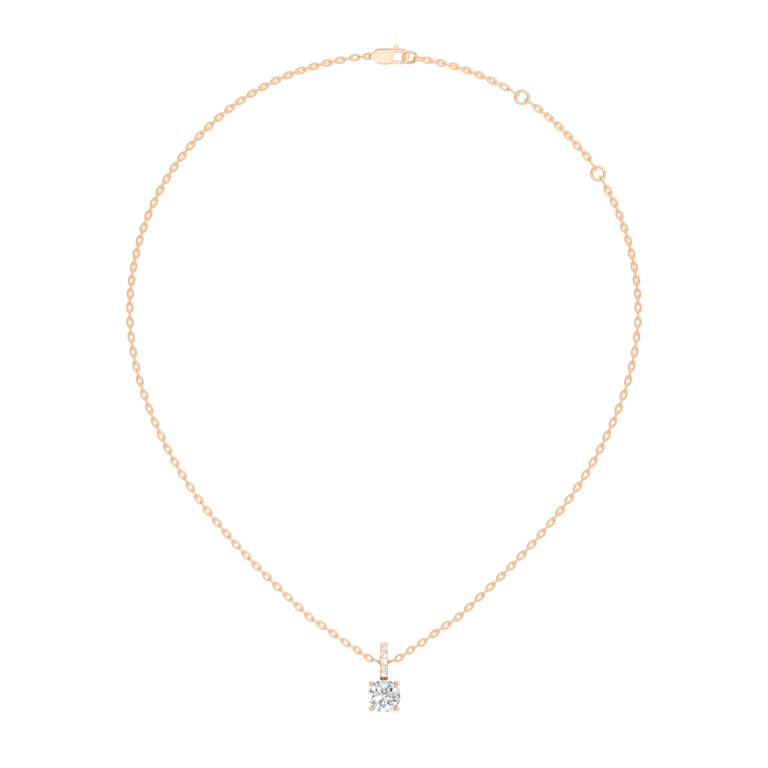 Round Diamond Solitaire Pendant with Pave Bail