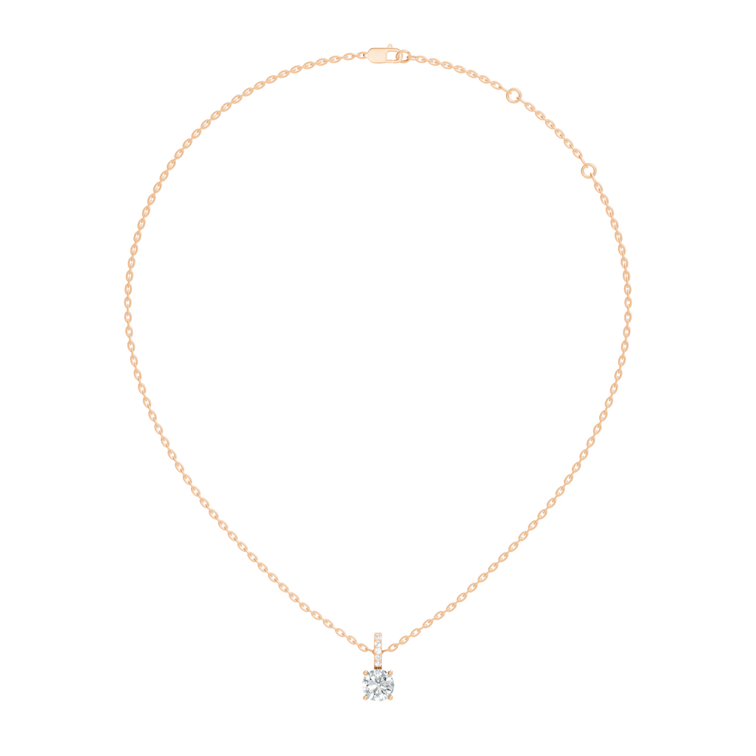 Round Diamond Solitaire Pendant with Pave Bail