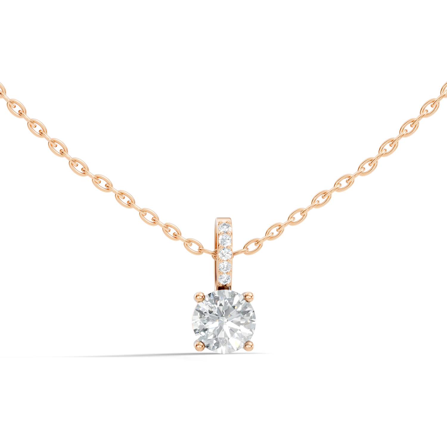 Round Diamond Solitaire Pendant with Pave Bail