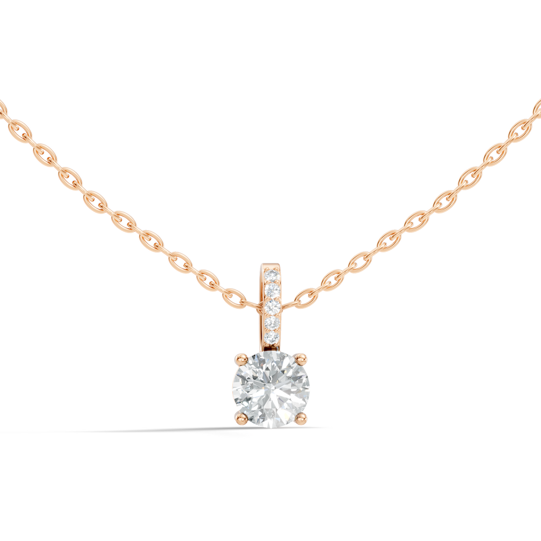 Round Diamond Solitaire Pendant with Pave Bail