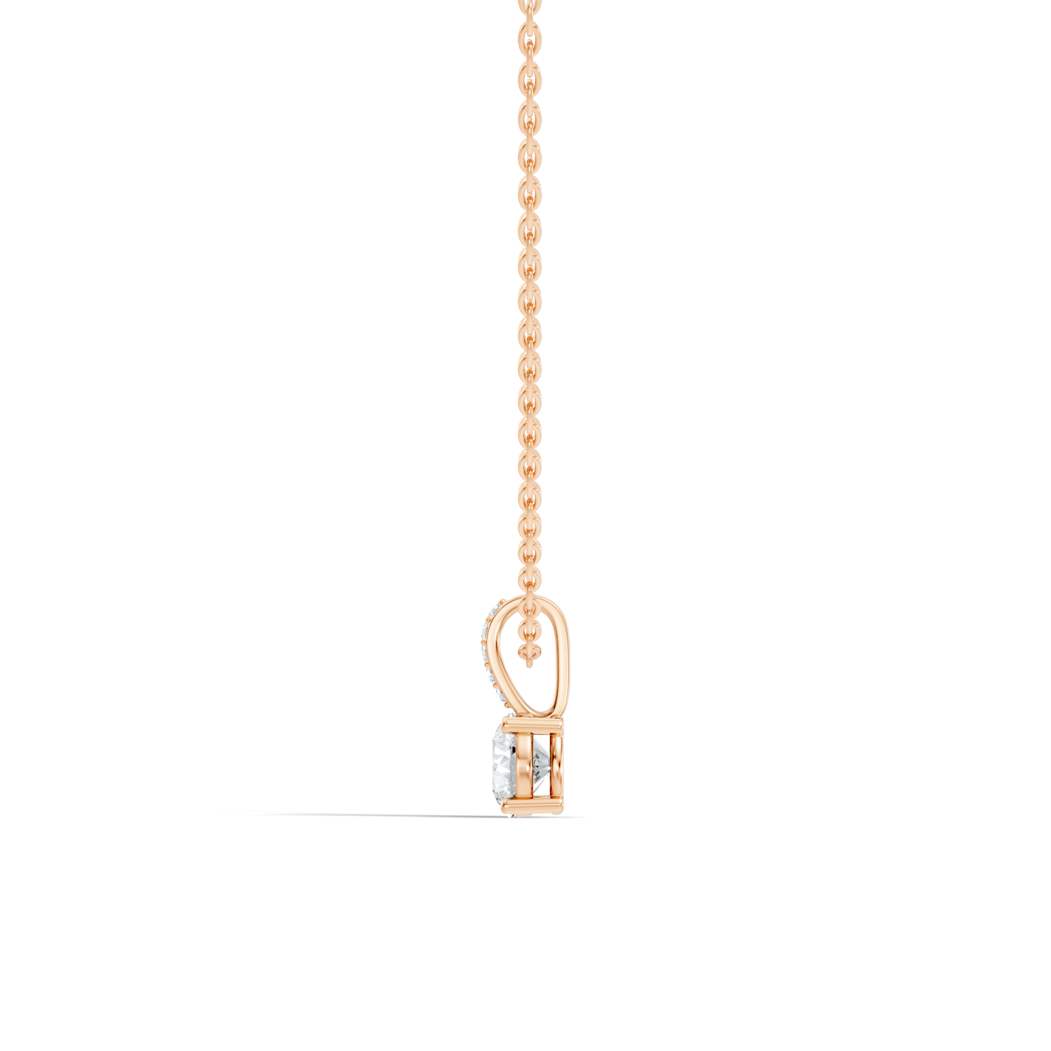 Round Diamond Solitaire Pendant with Pave Bail