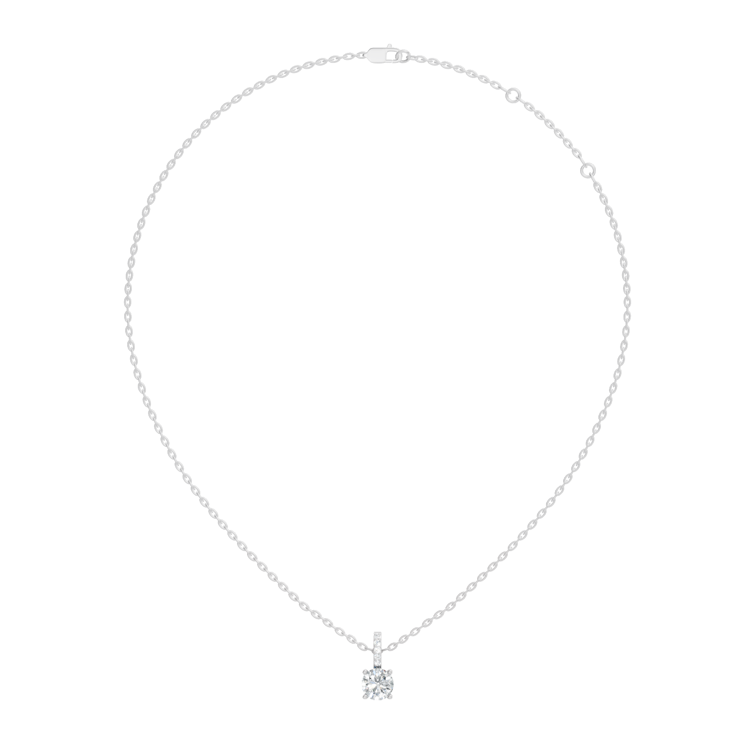 Round Diamond Solitaire Pendant with Pave Bail