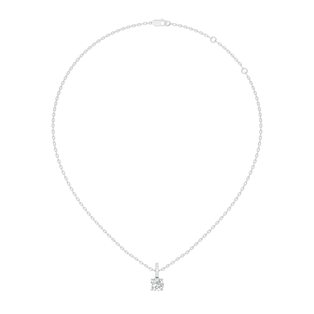 Round Diamond Solitaire Pendant with Pave Bail