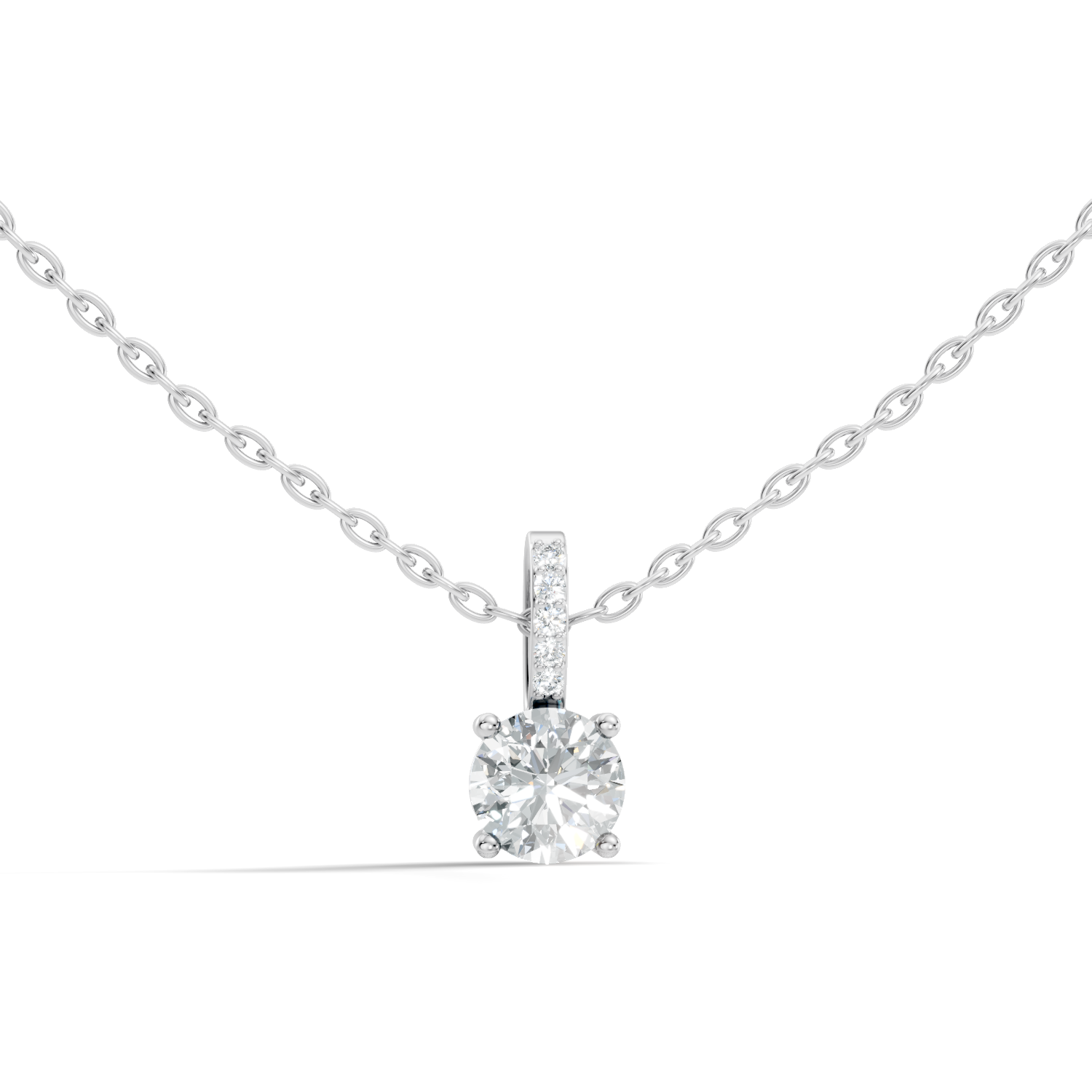 Round Diamond Solitaire Pendant with Pave Bail