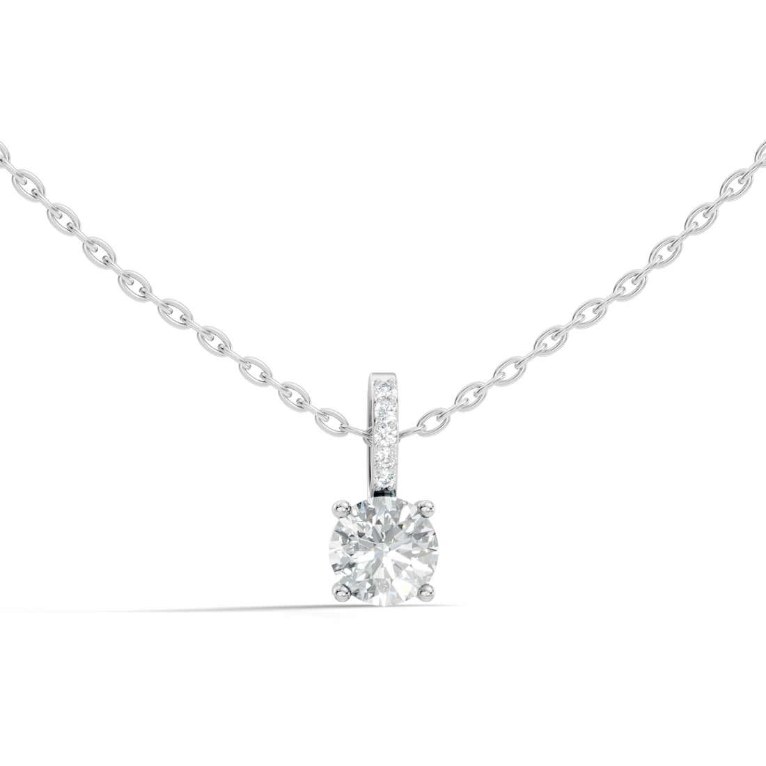 Round Diamond Solitaire Pendant with Pave Bail