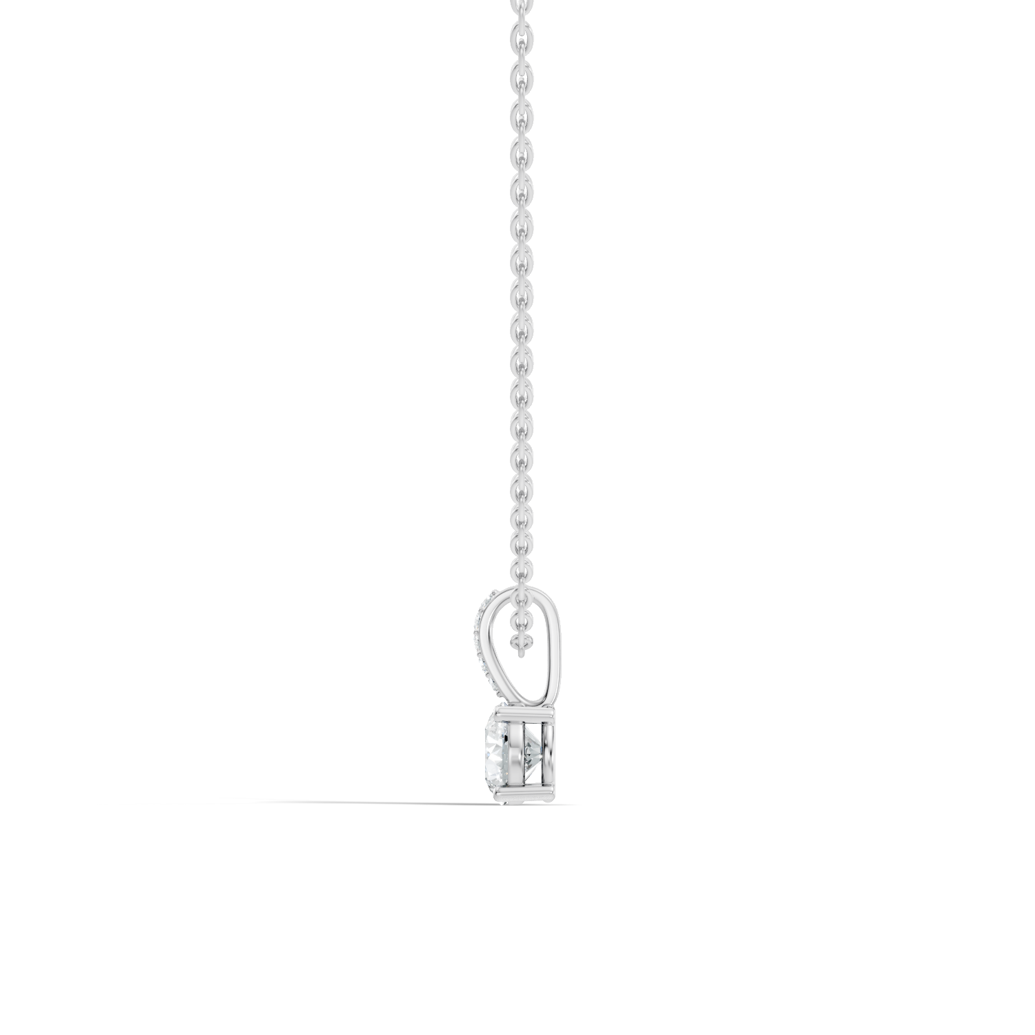 Round Diamond Solitaire Pendant with Pave Bail