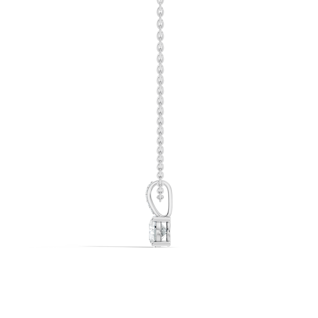 Round Diamond Solitaire Pendant with Pave Bail