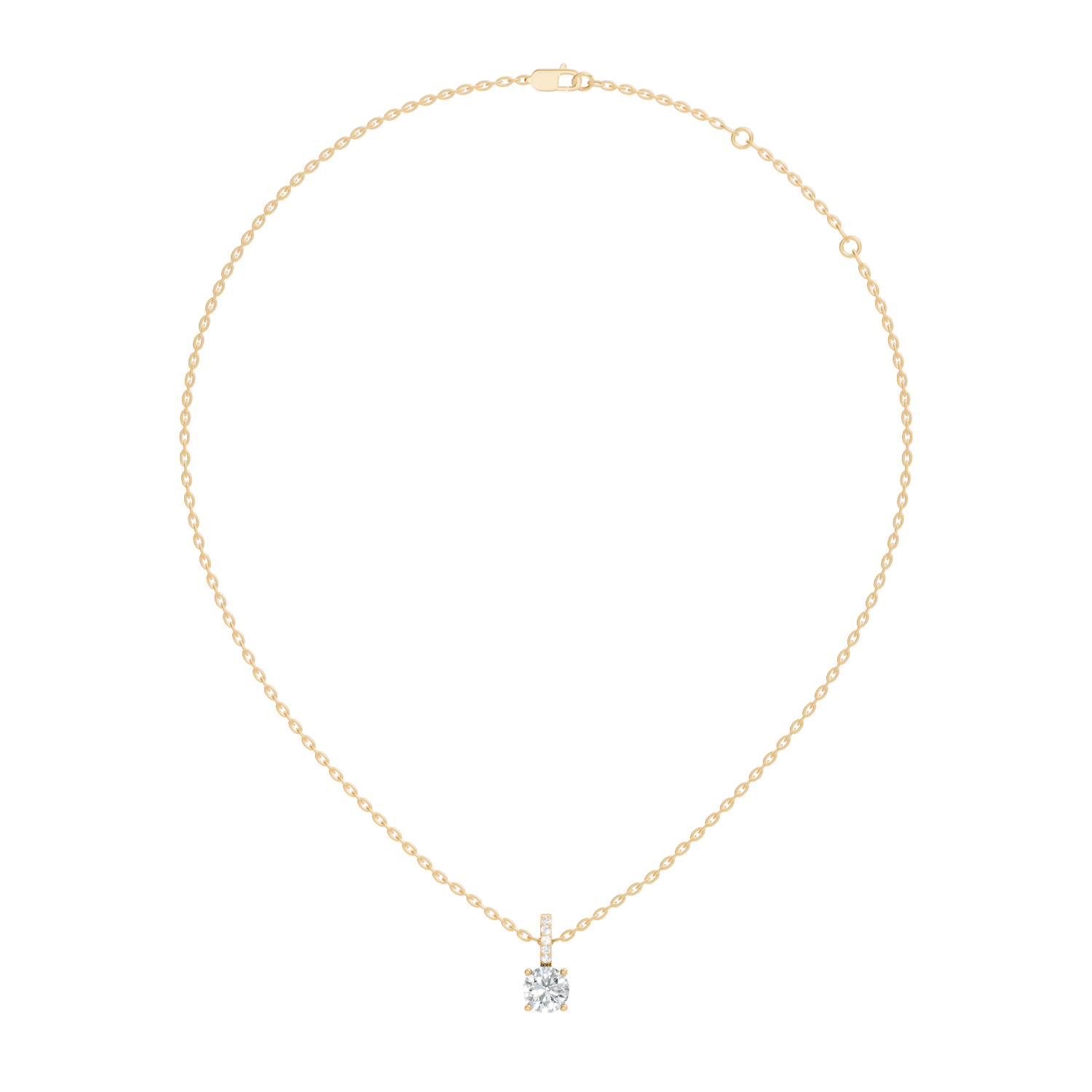 Round Diamond Solitaire Pendant with Pave Bail