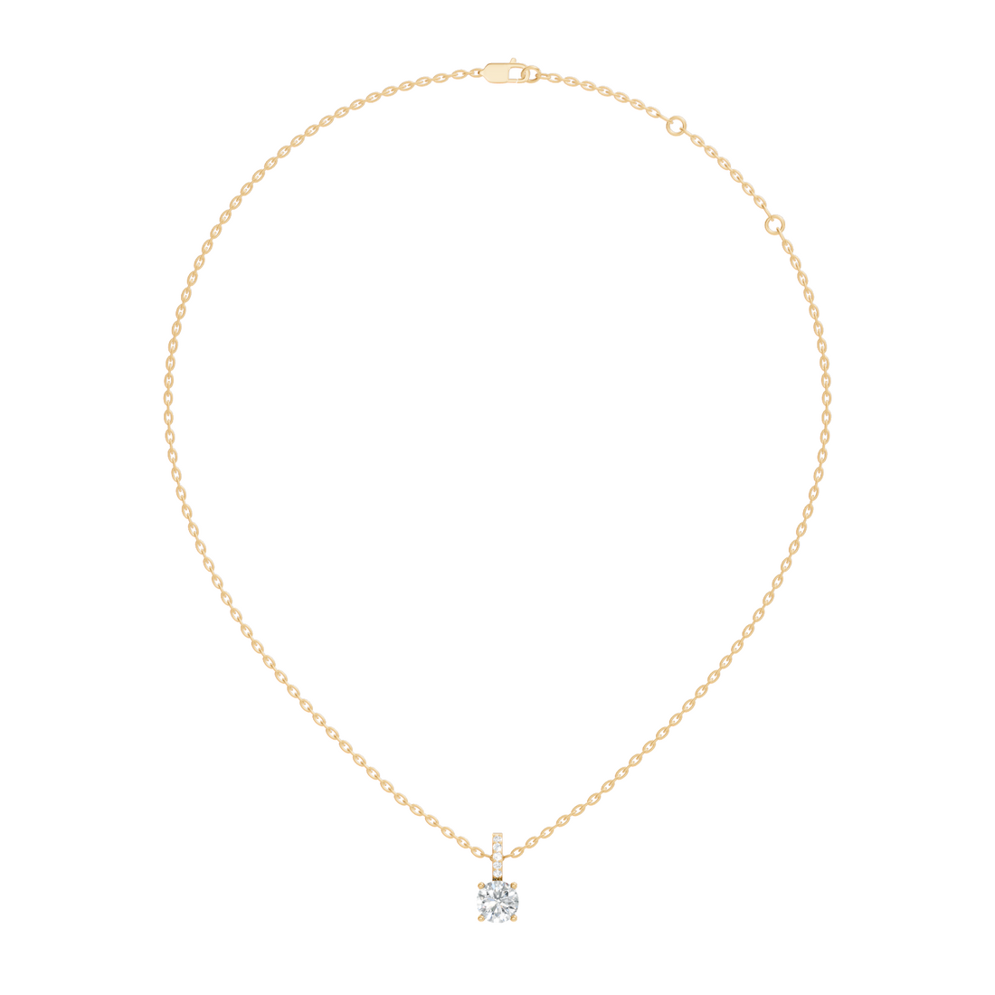 Round Diamond Solitaire Pendant with Pave Bail