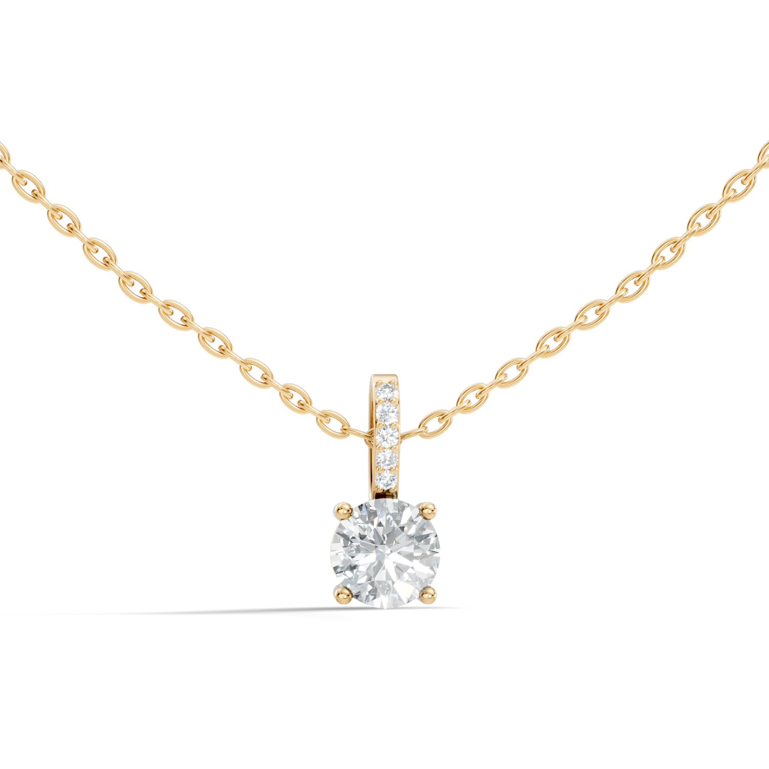 Round Diamond Solitaire Pendant with Pave Bail