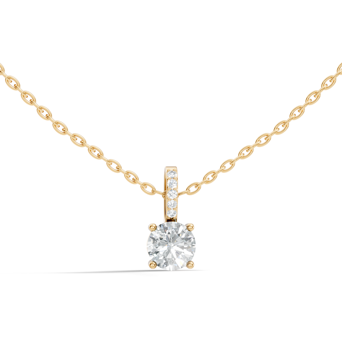 Round Diamond Solitaire Pendant with Pave Bail