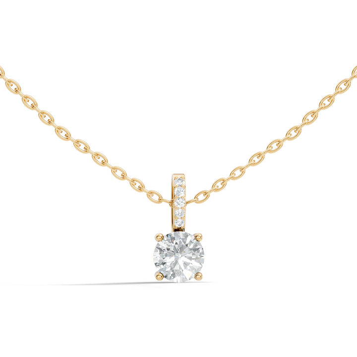Round Diamond Solitaire Pendant with Pave Bail