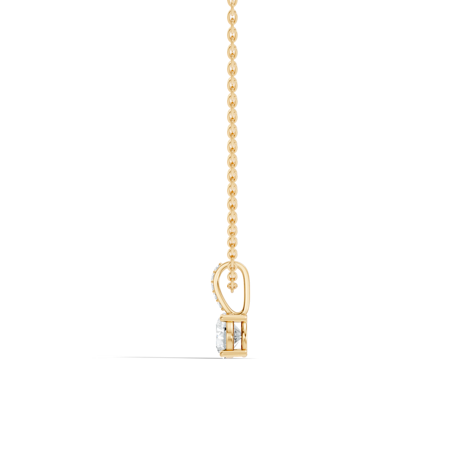 Round Diamond Solitaire Pendant with Pave Bail