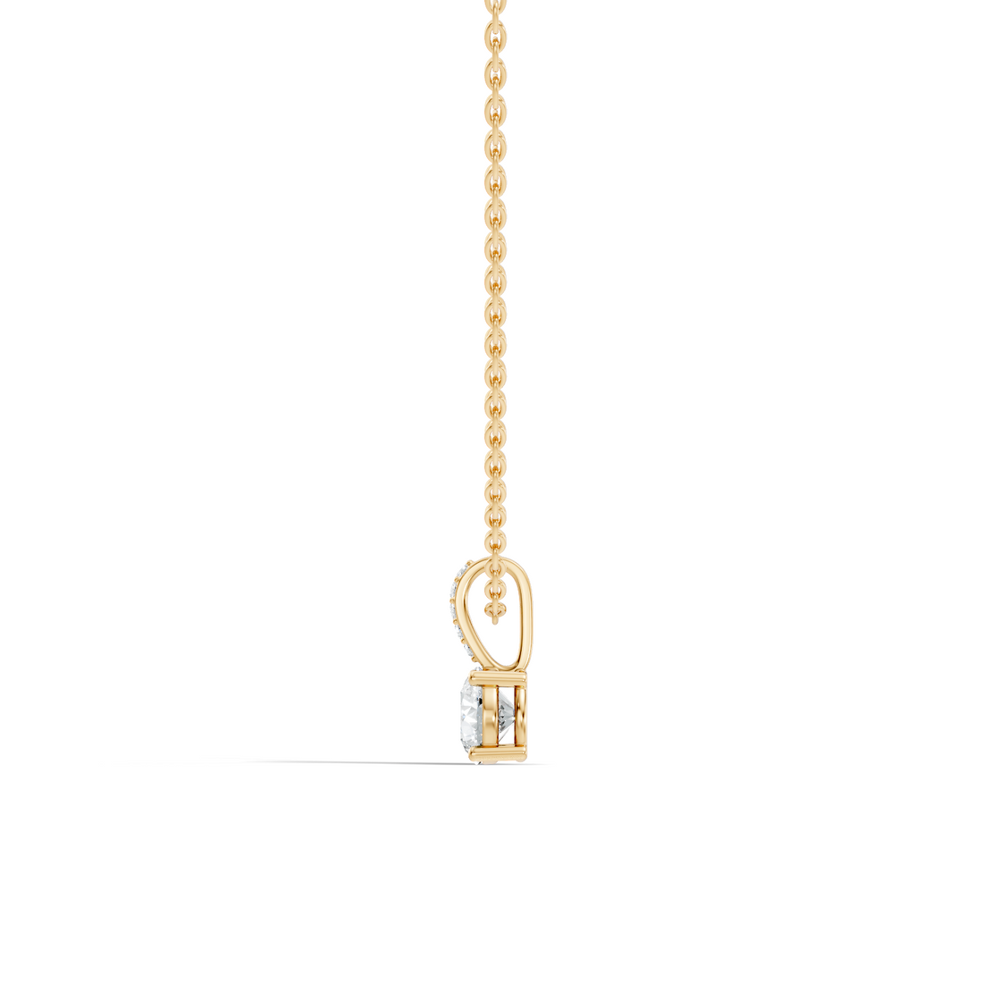 Round Diamond Solitaire Pendant with Pave Bail