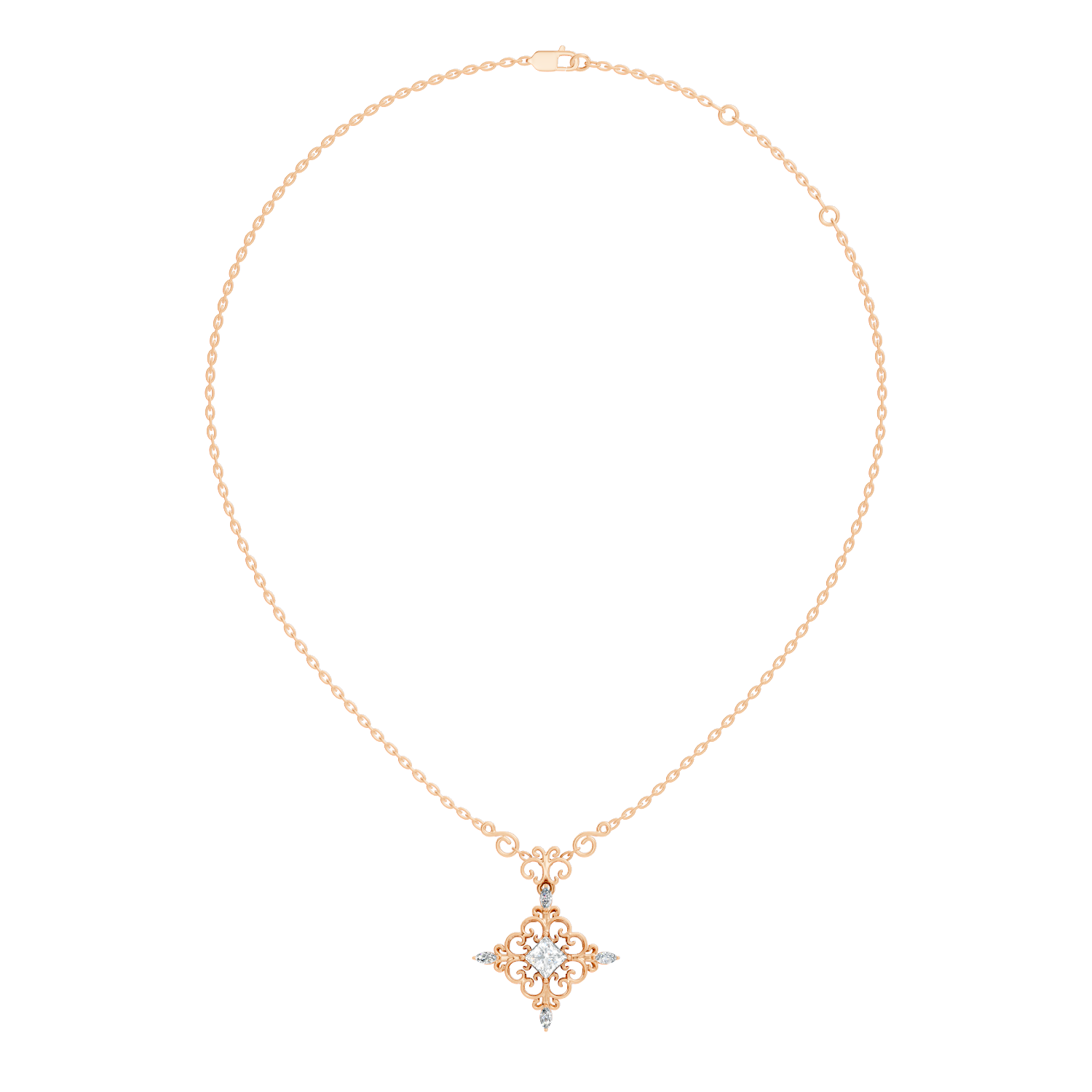 Vintage Filigree Multi-Shape Diamond Cross Statement Pendant