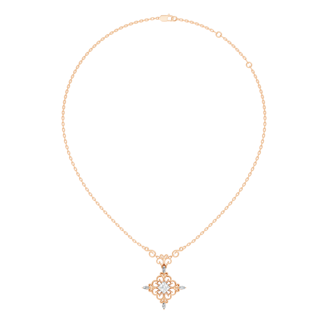 Vintage Filigree Multi-Shape Diamond Cross Statement Pendant