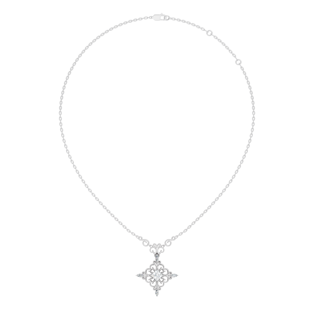 Vintage Filigree Multi-Shape Diamond Cross Statement Pendant